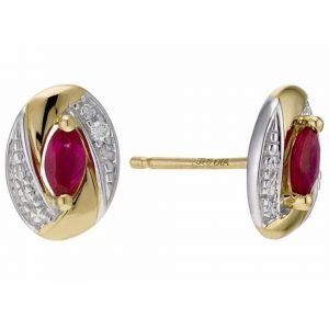 Gold Garnet Stud Earrings