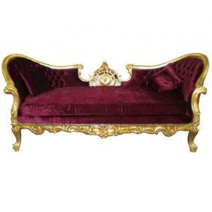 Baroque 3-Seater Lounge Sofa "Vampire" Bordeaux in Gold