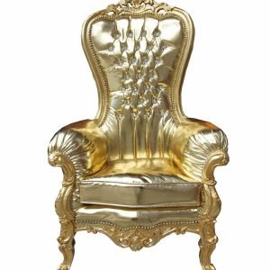 Baroque Majestic Throne Ladies Armchair in Medium Gold Leather