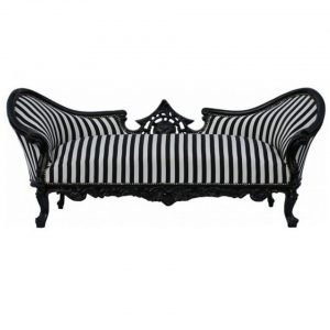 Baroque 3 Seater Sofa "Vampire" in black and white stripes.