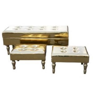 Gold High Gloss Antique French Style Bench Set