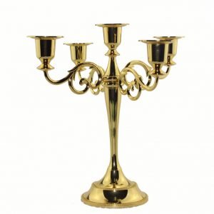 Five Arms Gold Metal Candle Holder