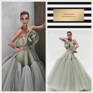 Haute Couture off the shoulder ball gown evening dress