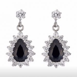 Sapphire Earrings With Studs 9ct White Gold Cubic Zirconia
