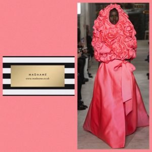 Satin Rose Haute Couture Gown in Pink with Voluminous Ruffles