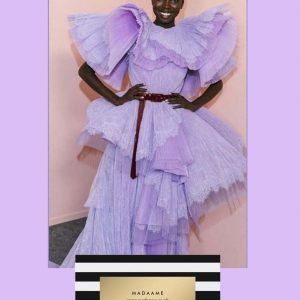 Lavendar Evening Dress With Frilly Shawl Cape