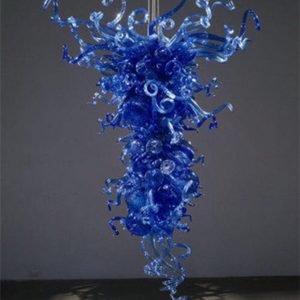 Murano Crystal Glass Chandelier In Blue
