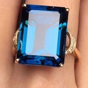 Natural Blue Topaz Ring For Women