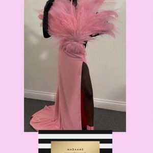 Feathered Pink Haute-Couture Dress