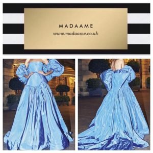 Saudi Arabic Sky Blue Taffeta Long Ball Gown Evening Dress