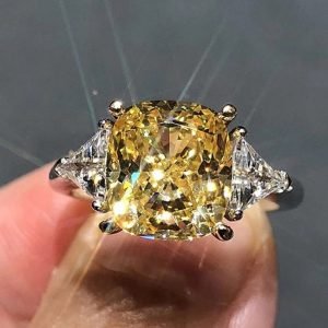 2ctw Yellow Diamond Ring In 18K White Gold