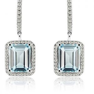 Blue Topaz Diamond Earrings In White Gold