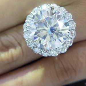 Double Halo Wedding Ring with Moissanite Diamond