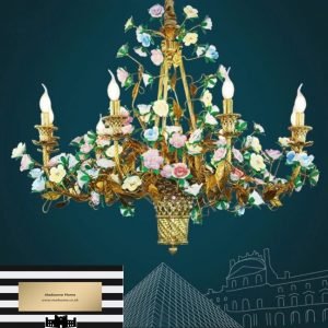 French Ceramic Flower Chandelier