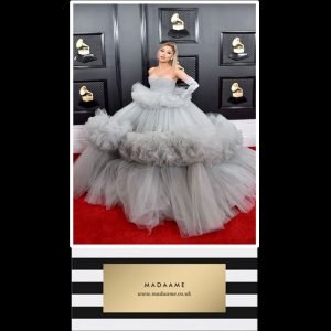 Grey Layered Tulle Ball Celebrity Gown