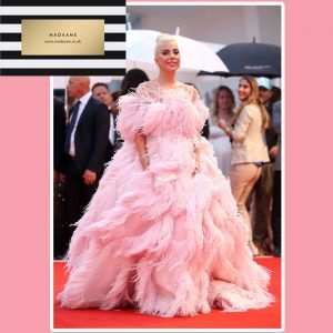 Lady Gaga Pink Feather Gown