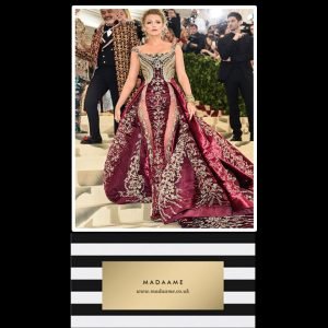 Ruby and Gold Celebrity Gown worn by Blake Lively at the Meta Gala 2018