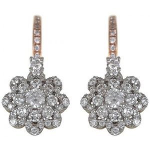 18K Rose Gold 0.59ct Round Diamond Latch Earrings