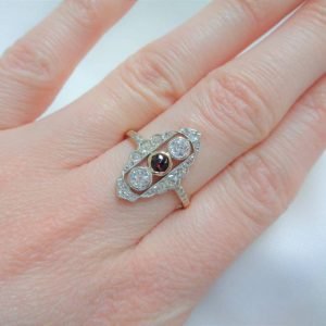 Diamond and Garnet Panel Ring