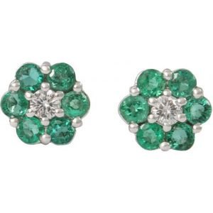 18 kt white gold emerald and diamond earring
