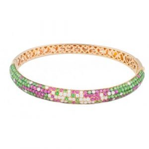 Multi gem rose gold 18 carat diamond bangle from Madaame