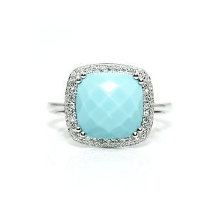 Turquoise Diamond Engagement Ring