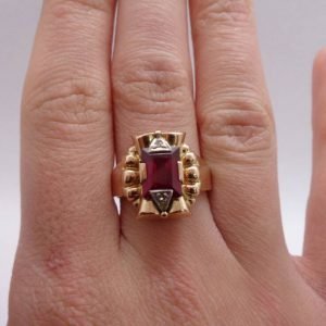 Vintage Ruby and Diamond Ring 750 (18ct) Rose Gold