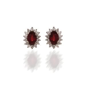Delicate but fashionable rose ruby earrings with diamonds