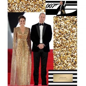 Glittering gold cape effect sequinned dress that is perfect with high heels. As seen at James Bond™ "No Time To Die" premiere.