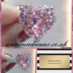 Pink Topaz Love Heart Jewel Ring. Made in Dubai designed by Fatima Salya
