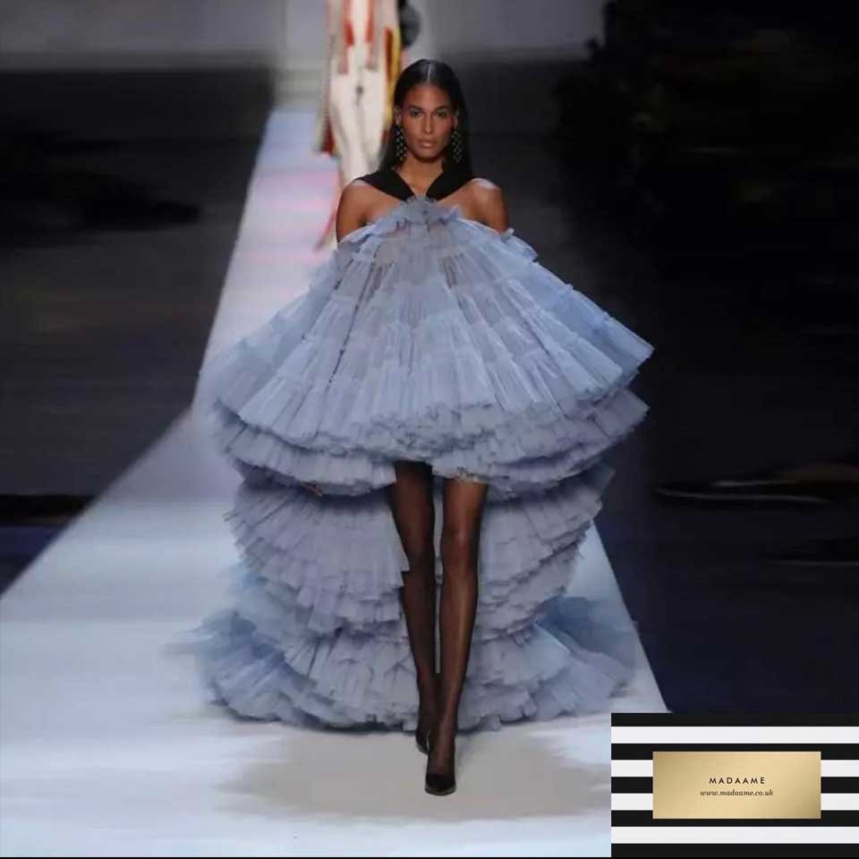 Baby-Blue-High-and-Low-Puffy-Tiered-Ruffled-Tulle-Dress Puffy Tiered Ruffled Tulle Dress in Baby Blue