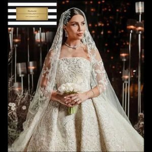 Dubai Lace Wedding Dress With Elegant Cathedral Train