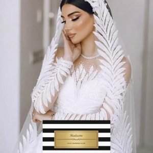 Dubai Leaf Sparkly Crystal Illusion Bridal Gown