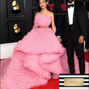 Fluffy Pink Ruffled Gown