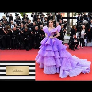 Purple Ruffled Haute Couture Dress