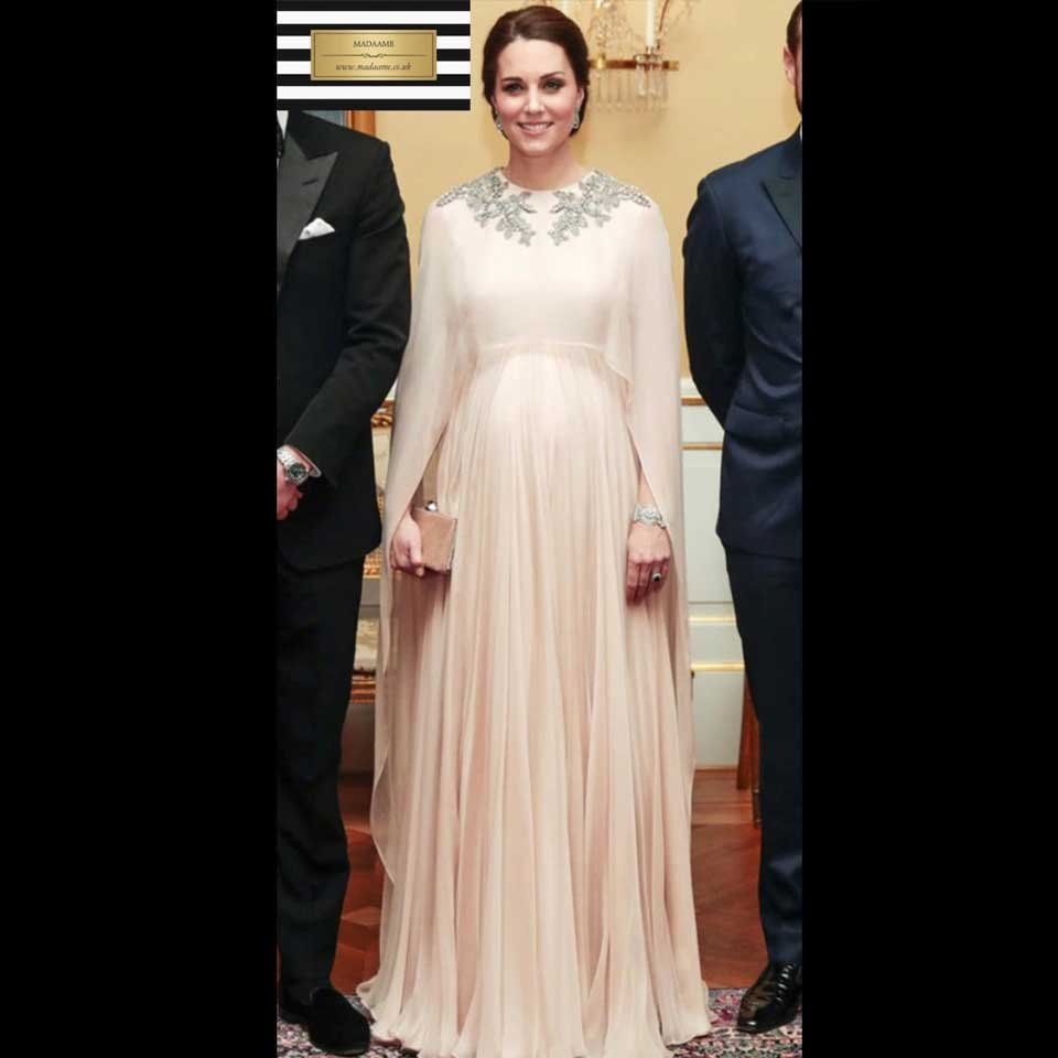 Kate-Middleton-Elegant-Chiffon-Long-Dress Kate Middleton Elegant Chiffon Long Dress