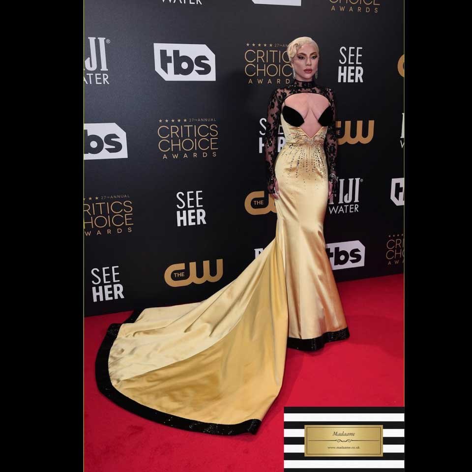 Lady-Gaga-Black-and-Gold-Gucci-Ensemble Lady Gaga Black and Gold Gucci Ensemble