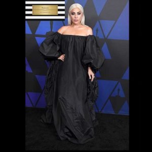 Lady Gaga Strapless Tulle Gown in black