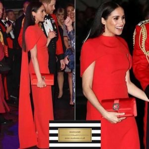 Meghan Markle High Neckline Long Cap Sleeve with Cape